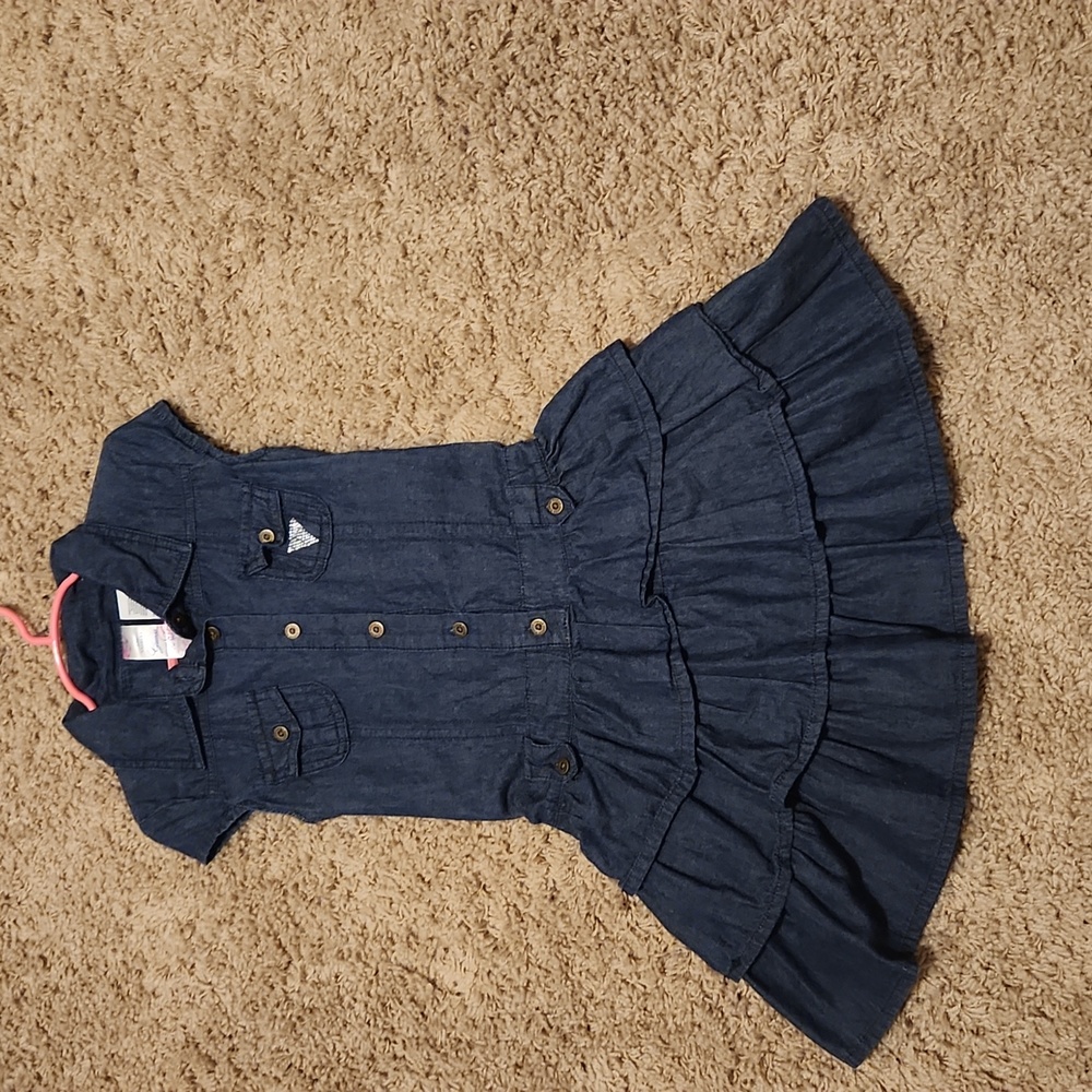 Guess dark stone denim ruffled bottom dress. Size 7. Brand New Never worn